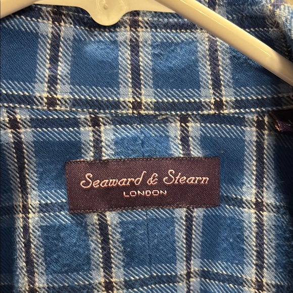 Seaward & Stearn blue plaid long sleeve sz Lg - Picture 2 of 3